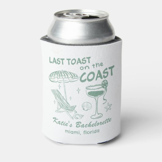 Laatste toast op de Coast Beach Groene Bachelorett Blikjeskoeler (Blikje Achterkant)