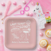 Laatste Toast op de Coast Beach Roze Bachelorette Papieren Bordje (Feest)