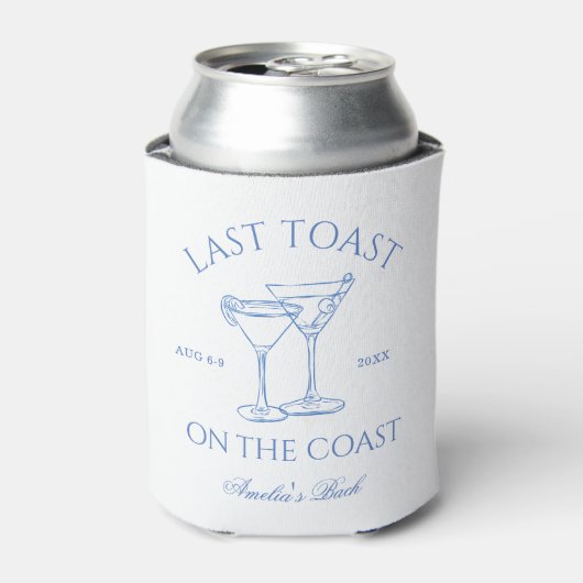 Laatste Toast op de Coast Blue Bachelorette Blikjeskoeler (Blikje Voorkant)