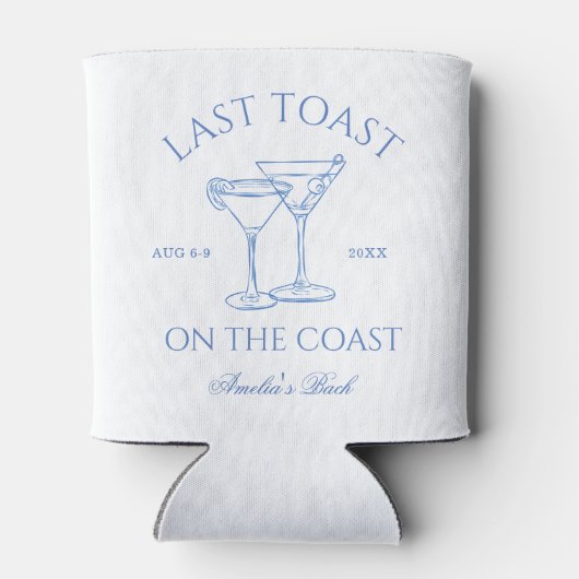 Laatste Toast op de Coast Blue Bachelorette Blikjeskoeler (Achterkant)
