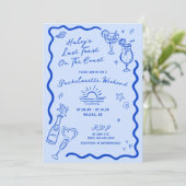 Laatste toast op de Coast Blue Bachelorette Weeken Kaart (Staand voorkant)