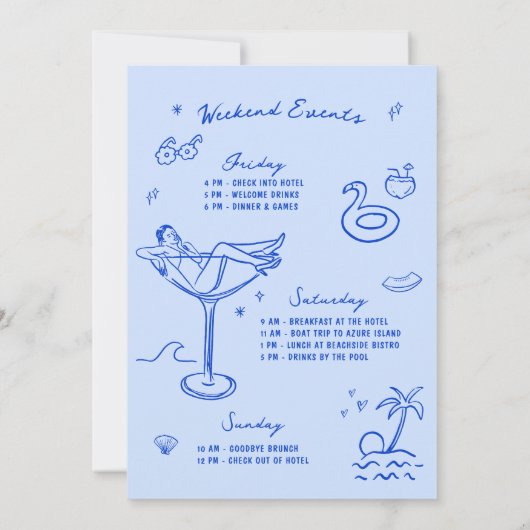 Laatste toast op de Coast Blue Bachelorette Weeken Kaart (Achterkant)