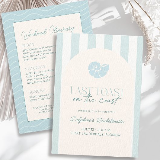 Laatste Toast op de Coast Blue Bachelorette Weeken Kaart
