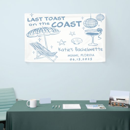 Laatste toast op de Coast Blue Bachelorette Weeken Spandoek (Beurs)