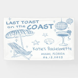 Laatste toast op de Coast Blue Bachelorette Weeken Spandoek