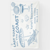 Laatste toast op de Coast Blue Bachelorette Weeken Spandoek (Verticaal)