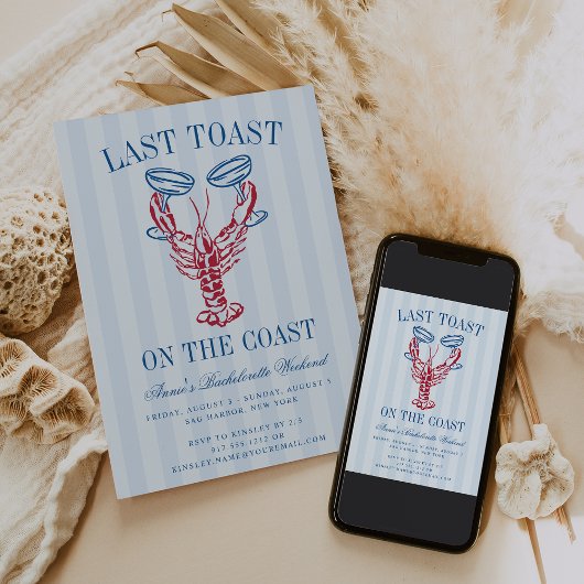Laatste toast op de Coast Lobster Bachelorette Par Kaart