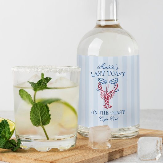 Laatste toast op de Coast Lobster Bachelorette Par Likeurfles Etiket