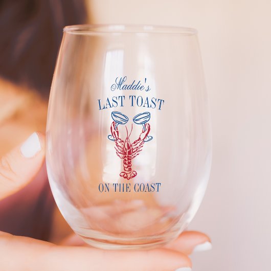 Laatste toast op de Coast Lobster Bachelorette Par Wijnglas Zonder Voet