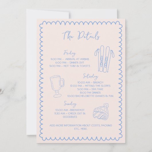 Laatste toast op de hellingen Bachelorette Weekend Kaart (Achterkant)