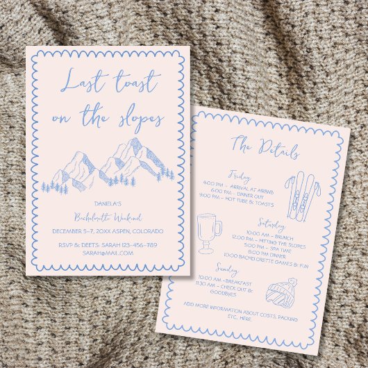 Laatste toast op de hellingen Bachelorette Weekend Kaart