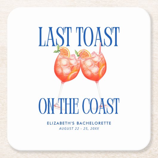Laatste toast op de kust Aperol Spritz Bachelorett Kartonnen Onderzetters (Voorkant)