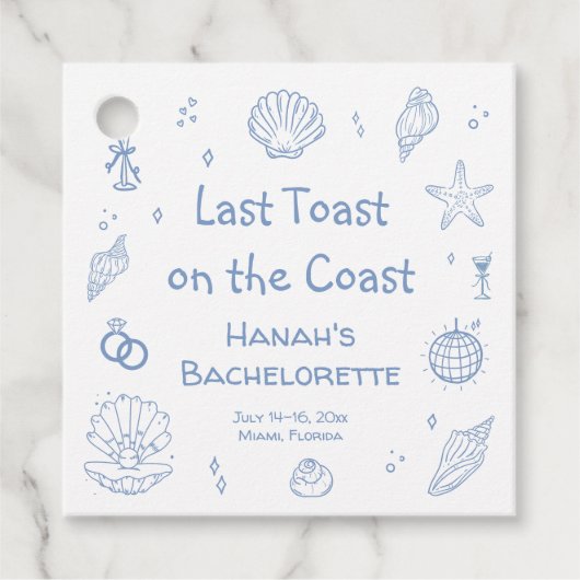 Laatste Toast op de Kust Bachelorette Bedankjes Labels (Voorkant)