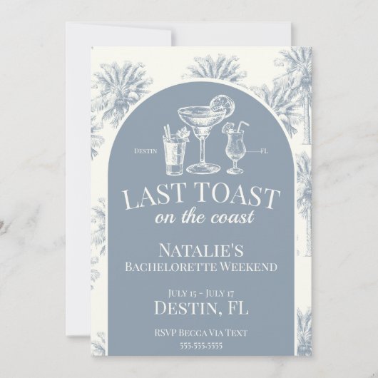 Laatste toast op de kust Bachelorette Blauw Kaart (Voorkant)