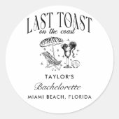 Laatste toast op de kust Bachelorette-feest Ronde Sticker (Voorkant)