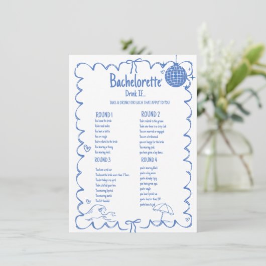 Laatste Toast op de kust bachelorette spel Kaart (Staand voorkant)