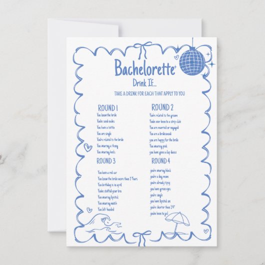 Laatste Toast op de kust bachelorette spel Kaart (Voorkant)