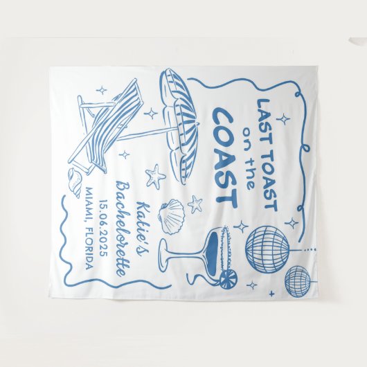 Laatste Toast Op De Kust Bachelorette Tapestry Wandkleed (Voorkant (horizontaal))