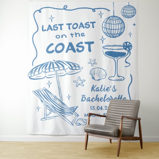 Laatste Toast Op De Kust Bachelorette Tapestry Wandkleed (In situ)