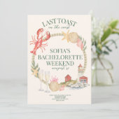 Laatste Toast op de kust Bachelorette Uitnodigen Bedankkaart (Staand voorkant)