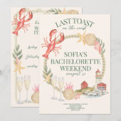 Laatste Toast op de kust Bachelorette Uitnodigen Bedankkaart (Voorkant / Achterkant)