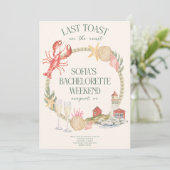 Laatste Toast op de kust Bachelorette Uitnodigen Bedankkaart (Staand voorkant)