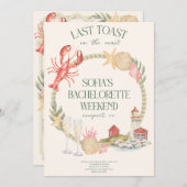 Laatste Toast op de kust Bachelorette Uitnodigen Bedankkaart (Voorkant / Achterkant)