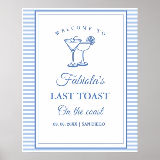 Laatste toast op de kust Bachelorette Welkom Poster (Voorkant)