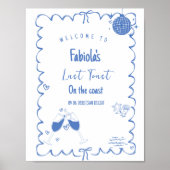 Laatste toast op de kust Bachelorette Welkomstbord Poster (Voorkant)