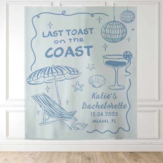 Laatste Toast Op De Kust Blauwe Bachelorette Wandkleed