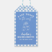 Laatste toast op de kust blauwe bruidsfeest favori cadeaulabel (Achterkant)