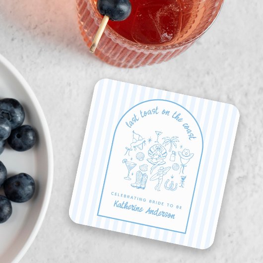 Laatste toast op de kust Blauwe strandfavorieten Vierkante Sticker