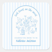 Laatste toast op de kust Blauwe strandfavorieten Vierkante Sticker (Voorkant)