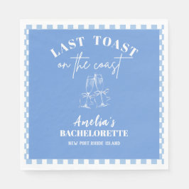 Laatste toast op de kust blauwe vrijgezellenfeest servet