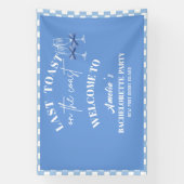 Laatste toast op de kust blauwe vrijgezellenfeest  spandoek (Verticaal)
