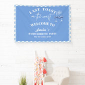 Laatste toast op de kust blauwe vrijgezellenfeest  spandoek (Insitu)