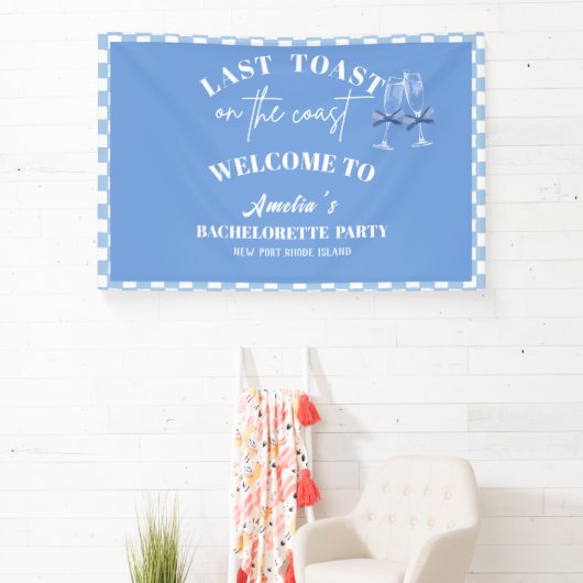 Laatste toast op de kust blauwe vrijgezellenfeest  spandoek (Insitu)