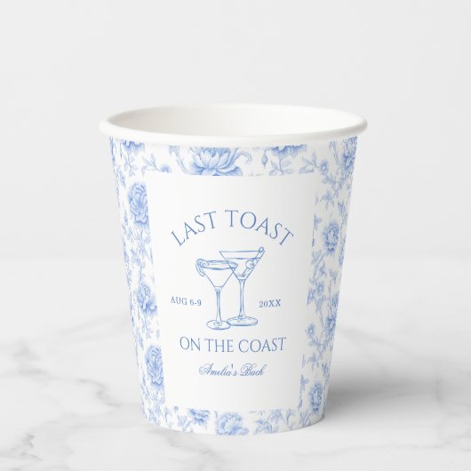 Laatste Toast op de Kust Bloemen Bachelorette Papieren Bekers (Voorkant)