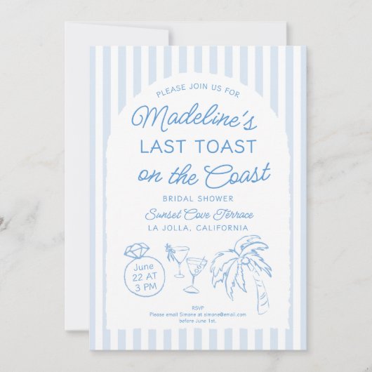 Laatste toast op de kust Blue Arch Bruidsdiner Kaart (Voorkant)
