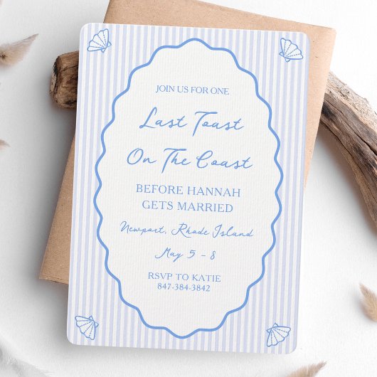 Laatste toast op de kust Blue Bachelorette Party Kaart