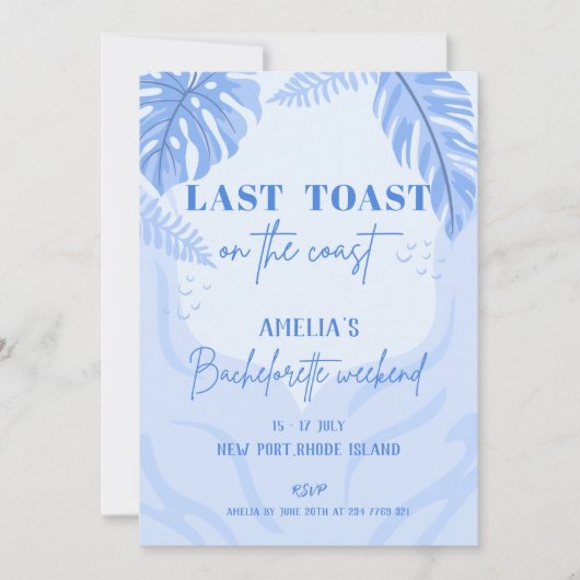 Laatste toast op de kust Blue Bachelorette party Kaart (Voorkant)
