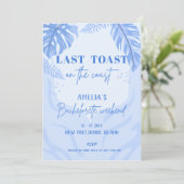 Laatste toast op de kust Blue Bachelorette party Kaart (Staand voorkant)