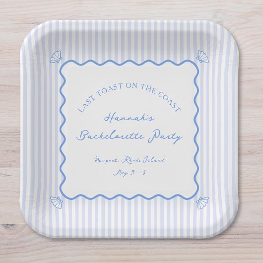 Laatste toast op de kust Blue Bachelorette Party Papieren Bordje