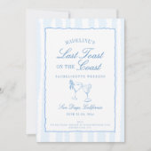 Laatste Toast op de kust Blue Stripes Bachelorette Kaart (Voorkant)
