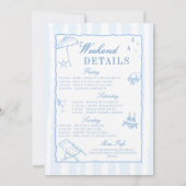 Laatste Toast op de kust Blue Stripes Bachelorette Kaart (Achterkant)