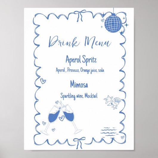 Laatste Toast Op De Kust Drink Menu bachelorette Poster (Voorkant)