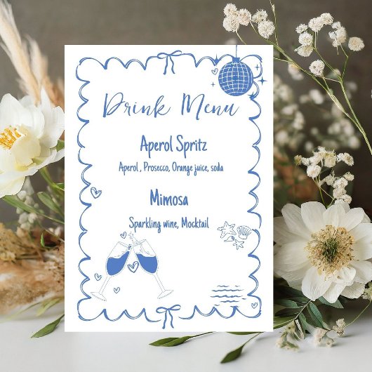 Laatste Toast Op De Kust Drink Menu bachelorette Reclamebord Met Voetstuk