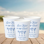 Laatste toast op de kust Elegante Hand getrokken B Papieren Bekers<br><div class="desc">Dit elegante 'Last Toast on the Coast' ontwerp is perfect voor een strand of kust vrijgezellenfeest. Het ontwerp heeft een prachtig thema aan zee, met een stijlvol lettertype en een verfijnde lay-out die zeker indruk zal maken op uw gasten. Op de achterkant van de uitnodiging vindt u alle weekenddetails voor...</div>