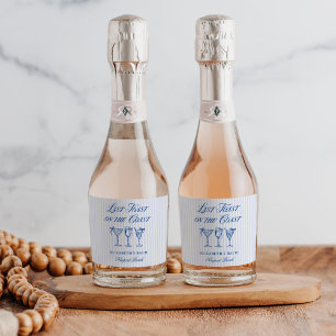 Laatste toast op de kust Elegante Hand getrokken B Sparkling Wijnetiket