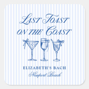 Laatste toast op de kust Elegante Hand getrokken B Vierkante Sticker